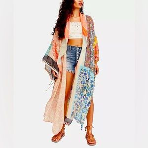 FREE PEOPLE “Keeping Up With the Kimono” Bohemian Floor Length Kimono Kaftan